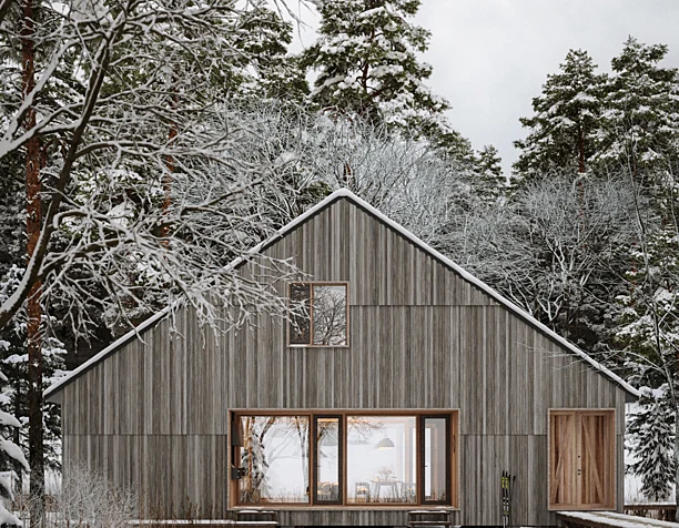 Winter house in the forest