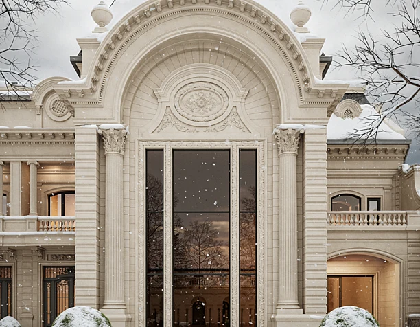 Classic  Exterior in winter atmosphere.
