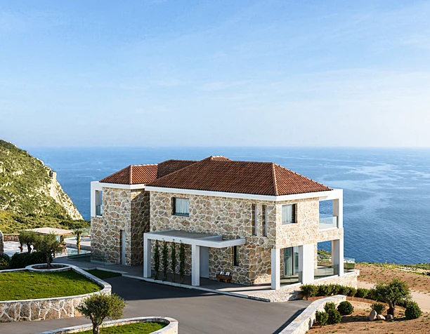 Villa exterior. 3d max. Corona render. AI