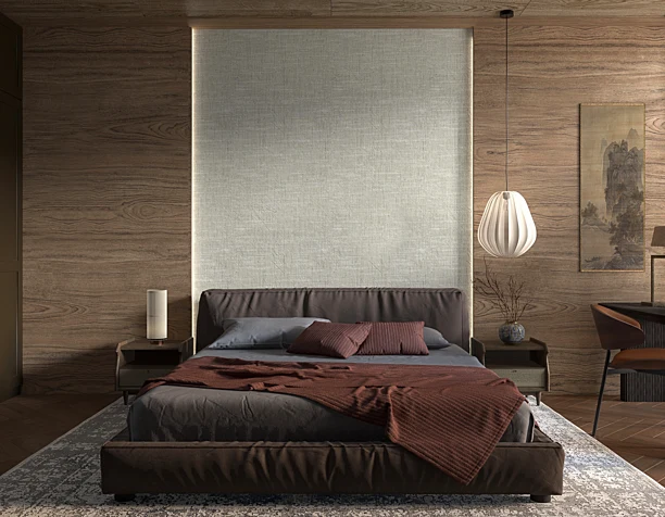 master bedroom with Japanese motif