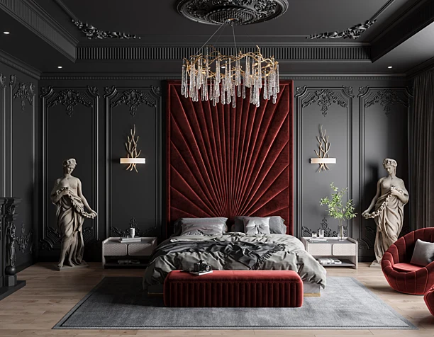 Black and Red Bedroom Design