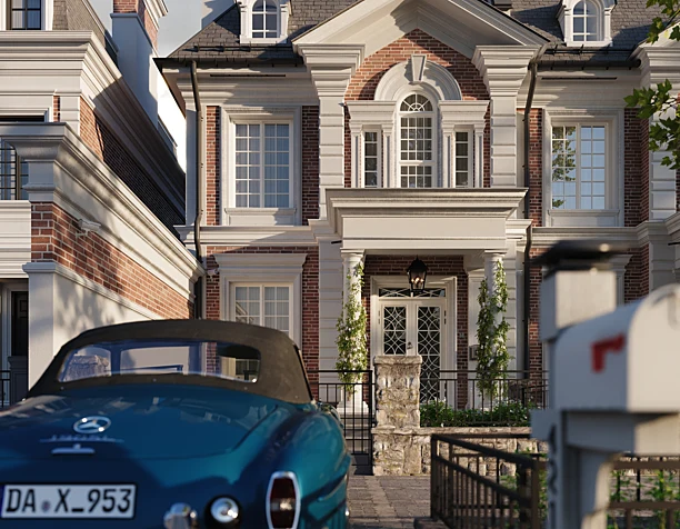 Premium townhouse in Georgian Revival style.