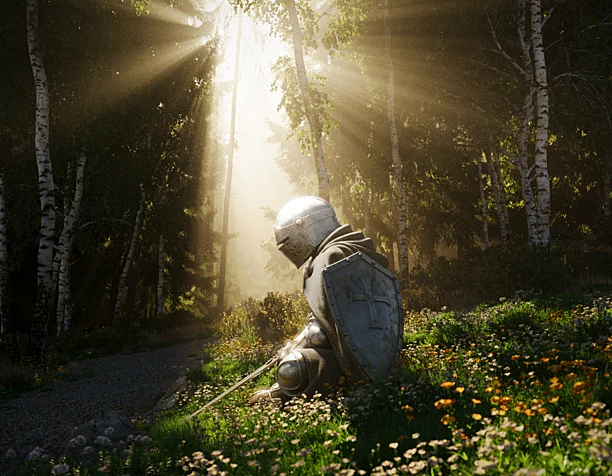 A fallen knight at dawn
