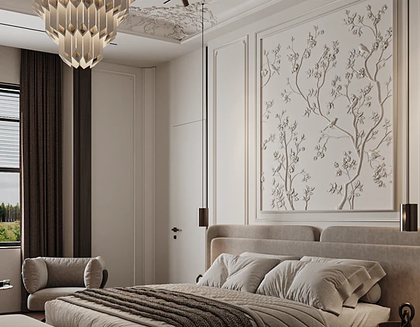 Bedroom with wardrobe and bathroom