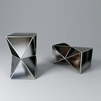Faceted Mirror Side Table