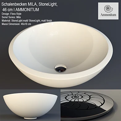 Schalenbecken MILA, StoneLight, 46 cm l AMMONITUM