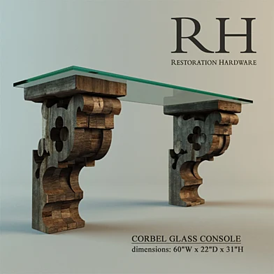 Restoration hardware Corbel glass console