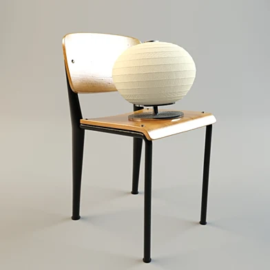 CHAIR WITH TABLE LAMP