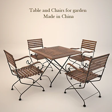 Iron chairs and table / China