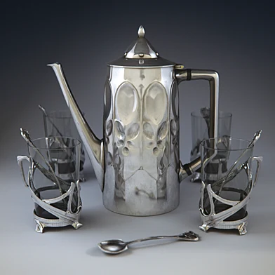 Polished pot with art nouveau decoration