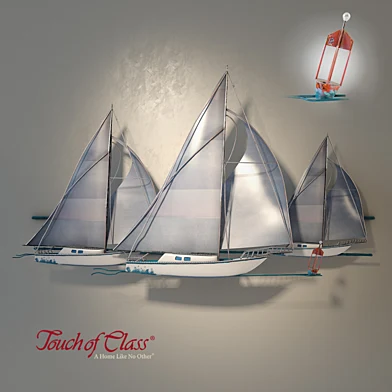 Touch Of Class, "At the Races Sailboat" Metal Wall Sculpture