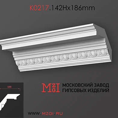 Карниз потолочный с рисунком лепнина гипс K0217.142Нx186mm