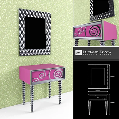 Luciano Zonta Klimt Bedside Table & Mirror