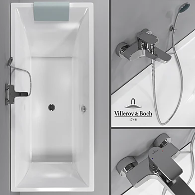 Ванна Villeroy&Boch Squaro, смеситель для ванны Villeroy & Boch Subway