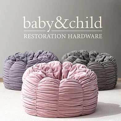 RH/ WASHED VELVET RUCHED BEAN BAG