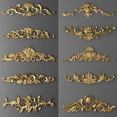 Набор лепнины. Лепнина, luxury, золотой декор, резьба, лепка, лепной, корона, картуш, набор, классическая