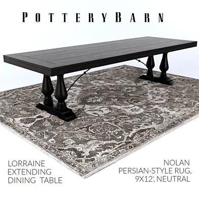 Pottery Barn LORRAINE DINING TABLE / NOLAN PERSIAN-STYLE RUG