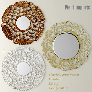 Flourish Carved Mirror. Set. Круглое, классическое зеркало, деревянное, настенный декор, кантри