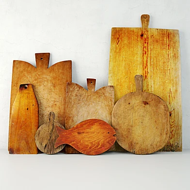 Antique Cutting Boards with Knife