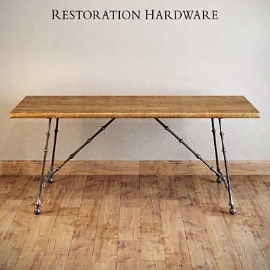 Restoration hardware oak & iron craftsman desk