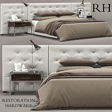 RH Modern custom diamond tufted fabric headbord bed