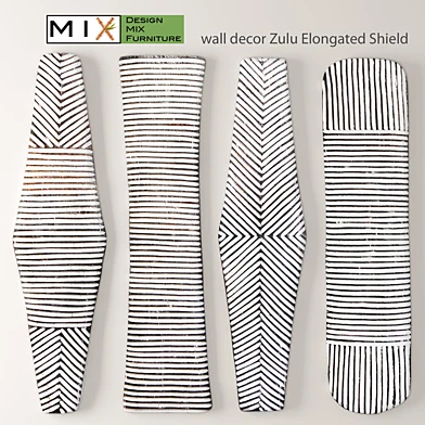 Design Mix Furniture. Zulu Shield 2. Настенный декор, эко, деревянный, африка, картина, панно, полоски, беленый