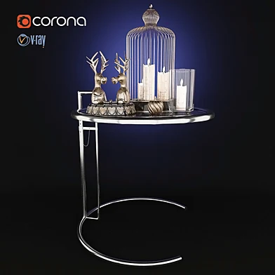 Side table with decorative set