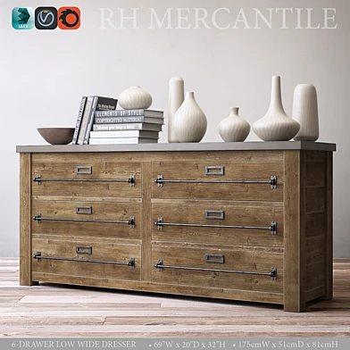 MERCANTILE 6-DRAWER LOW WIDE DRESSER
