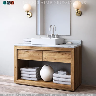 RECLAIMED RUSSIAN OAK SINGLE EXTRA-WIDE WASHSTAND