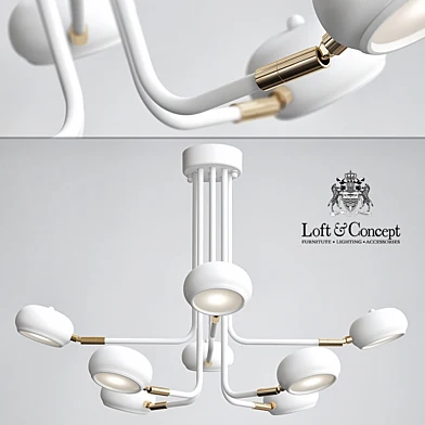 Curved Stix Chandelier 8 White