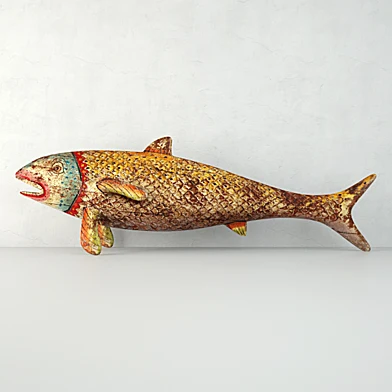Vintage Painted Wood Fish