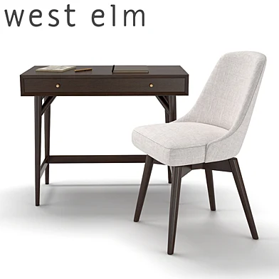 West Elm Mid-Century Mini Desk - Dark Mineral and Swivel Office Chair