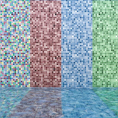Mosaic pool with water