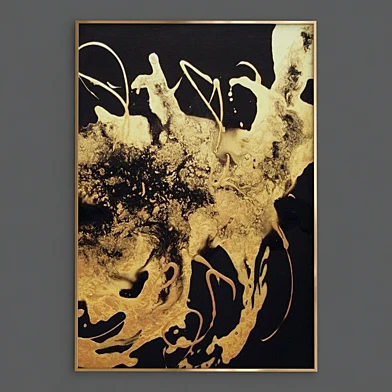 Black & gold abstract decor painting