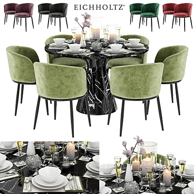 EICHHOLTZ Dining Table Turner 110660 110661 & Chair Filmore 111994 111995 111996 111997 111994 & Décor set