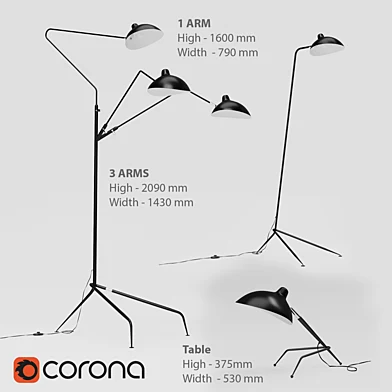 Mouille Floor, Table. 1, 3 arms.