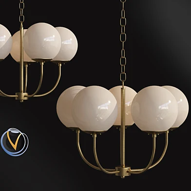 Brass And Glass Oval Light Chandelier