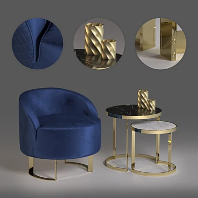 Klab Calla Armchair & Moon Coffe Table (Vray & Corona)