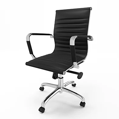 Regency Solace Black Leather Chrome Swivel Chair