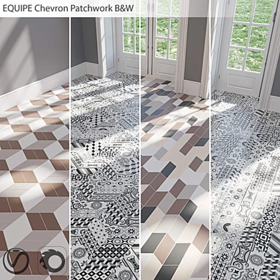 EQUIPE Chevron/Patchwork B&W/Blanco/Crema/Gris/Marron/Negro