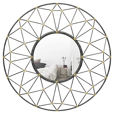 Bal Harbour Round Geometric Frame Accent Mirror BYST5344