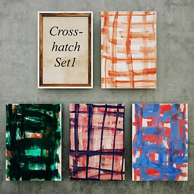 Abstract Paintings Crosshatch Set1