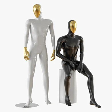 Abstract male mannequin gold face 23