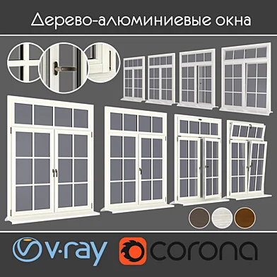 Дерево - алюминиевые окна, вид 05 часть 01 набор 08