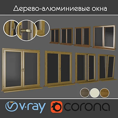 Дерево - алюминиевые окна, вид 01 часть 01 набор 06 