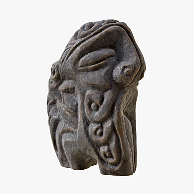 Stone Face Sculpture PBR 3D Model