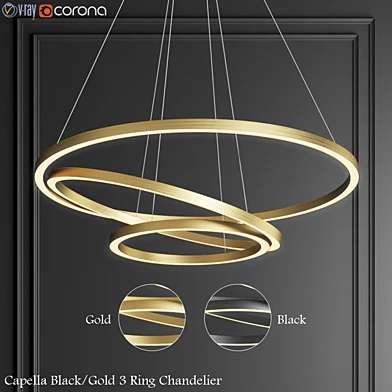 Capella Black&Gold 3 Ring Chandelier