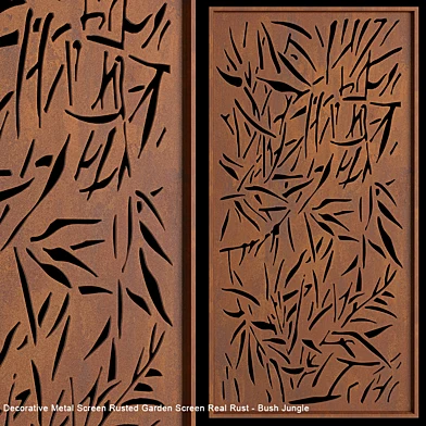 Decorative Metal Screen Rusted Garden Screen Real Rust - Bush Jungle