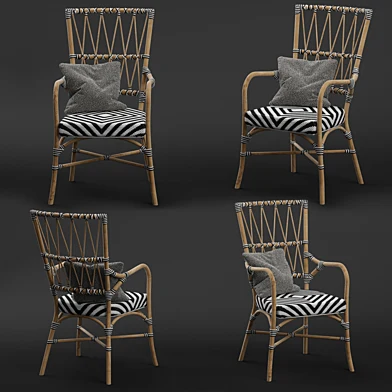 Criss Cross Black White Rattan Cafe Chair