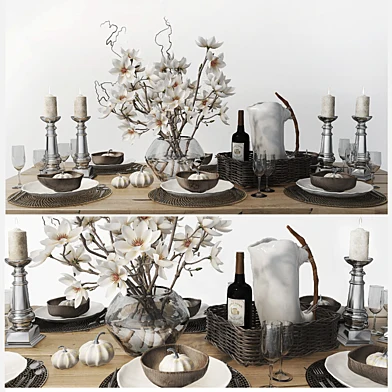 Table setting with magnolias